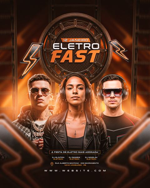 Flyer Eletro Fast - Template PSD Editável no Photoshop